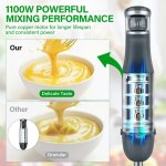 Immersion Blender Handheld 1100W 3 in 1 Corded Stick Hand Blenders for Kitchen with Trigger Speed Control, with Whisk, Milk Frother Attachemnts, Perfect Emulsifier for Soup, Smoothie, Puree - Image 3