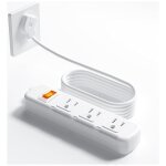 Flat Plug Power Strip Surge Protector 3 Outlets, Extension Cord 3 ft 3 Prong, 300J