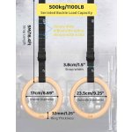 GHB Gymnastic Rings Wooden Gym Rings 1.25" Olympic Rings Adjustable Straps Pull Up Rings Sets for Workout Bodyweight Fitness Training - Image 2