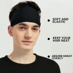 Sports Headbands for Men (5 Pack),Moisture Wicking Workout Headband, Sweatband Headbands for Running,Cycling,Football,Yoga,Hairband for Women and Men - Image 2