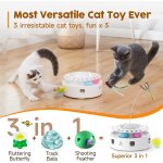 Potaroma Cat Toys 3in1 Automatic Interactive Kitten Toy, Fluttering Butterfly, Moving Feather, Track Balls, Dual Power Supplies, USB Powered, Indoor Exercise Kicker (Bright White) - Image 2