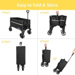 Collapsible Wagon Cart with Wheels Foldable - Folding Utility Heavy Duty Wagons Carts for Grocery Sports Garden Shopping Camping - Image 7
