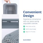 BLUE GINKGO Over the Sink Colander Strainer Basket - Wash Vegetables and Fruits, Drain Cooked Pasta and Dry Dishes - Extendable - New Home Kitchen Essentials (7.9W x 14-19L x 2.75H) - Gray - Image 4