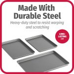 GoodCook Everyday Nonstick Carbon Steel Baking Sheet Set, 3 Pack – Small 13” x 9”, Medium 15” x 10”, Large 17” x 11” – Carbon Steel Cooking Pans, Cookie Sheet Bakeware Set - Image 7