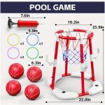 VGY Pool Basketball Hoop 2-in-1 with 4 Balls, 12 Rings & Pump - Image 2
