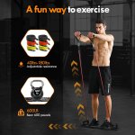 Push Up Board,Home Gym,Portable Exercise Equipment,Pilates Bar and 20 Fitness Accessories with Resistance Bands and Ab Roller Wheel,Full Body Workout at Home - Image 3