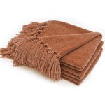 RECYCO Throw Blanket Soft Cozy Chenille Throw Blanket with Fringe Tassel for Couch Sofa Chair Bed Living Room Gift (Rust, 50" x 60")
