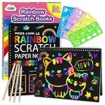 ZMLM Scratch Paper Art-Crafts Gift: 2 Pack Rainbow Notebooks Supplies Toys
