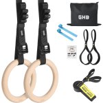 GHB Gymnastic Rings Wooden Gym Rings 1.25" Olympic Rings Adjustable Straps Pull Up Rings Sets for Workout Bodyweight Fitness Training - Image 9