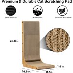 FUKUMARU Cat Scratcher, 26.8 Inch L Shape Cat Scratch Pad Wall Mounted, Cat Scratching Cardboard with Ball Toy for Indoor Cats, Large Size - Image 3
