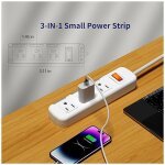 Flat Plug Power Strip Surge Protector 3 Outlets, Extension Cord 3 ft 3 Prong, 300J - Image 4