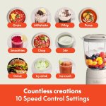 bella 10 Speed Countertop Blender, Juicer & Smoothie Maker, Fits-anywhere™ Kitchenware, Slim Flip & Store Design, Dishwasher Safe 48oz Capacity Pitcher & Lid, Stainless Steel Blade, 450 Watt, Oatmilk - Image 4