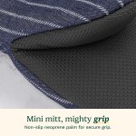 Cuisinart Heritage Mini Oven Mitts–5.5”x7” Heat-Resistant Kitchen Mitts for Oven with Non-Slip Neoprene Palm, Cotton Filling, and Faux Leather Loop–Durable Oven Mitt Set (Denim Pinstripe) - Image 4