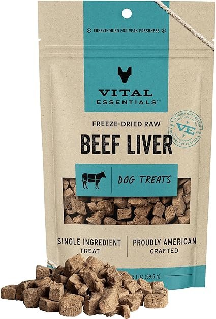81EJR56t3QL._AC_SX425_ Vital Essentials Beef Liver Dog Treats, 2.1 oz | Freeze-Dried Raw | Single Ingredient - Image 1