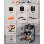 FEIERDUN Adjustable Dumbbells, 20/30/40/45/70/90lbs Free Weight Set with Connector, 5 in1 Dumbbells Set Used as Barbell, Kettlebells, Push up Stand, Weight Plate, Fitness Exercises for Home Gym Suitable Men/Women - Image 8