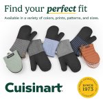 Cuisinart Heritage Mini Oven Mitts–5.5”x7” Heat-Resistant Kitchen Mitts for Oven with Non-Slip Neoprene Palm, Cotton Filling, and Faux Leather Loop–Durable Oven Mitt Set (Denim Pinstripe) - Image 7