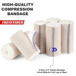 Premium Elastic Bandage Wrap, 6 Pack 4" Cotton Latex Free Compression Bandage Wrap with Touch Closure at Both Ends, Support & First Aid for Sports, Medical, and Injury Recovery - Image 2