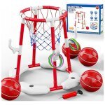 VGY Pool Basketball Hoop 2-in-1 with 4 Balls, 12 Rings & Pump