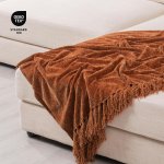 RECYCO Throw Blanket Soft Cozy Chenille Throw Blanket with Fringe Tassel for Couch Sofa Chair Bed Living Room Gift (Rust, 50" x 60") - Image 5