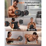 FEIERDUN Adjustable Dumbbells, 20/30/40/45/70/90lbs Free Weight Set with Connector, 5 in1 Dumbbells Set Used as Barbell, Kettlebells, Push up Stand, Weight Plate, Fitness Exercises for Home Gym Suitable Men/Women - Image 2