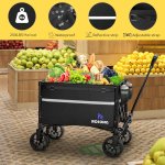 Collapsible Wagon Cart with Wheels Foldable - Folding Utility Heavy Duty Wagons Carts for Grocery Sports Garden Shopping Camping - Image 3