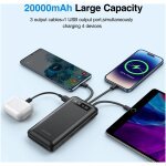 JIUMESS 20000mAh Power Bank Portable Charger with Cables, USB Battery Pack - Image 4